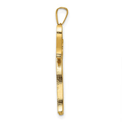 14k Polished and Textured Solid Chai Symbol Pendant - 2
