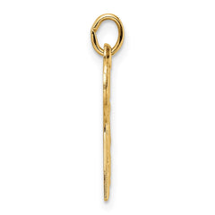 14k Polished and Textured Solid Chai Symbol Pendant - 3