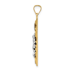 14k Two-tone Polished and Twisted Hollow INRI Crucifix Pendant
