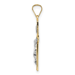 14k Two-tone Polished Solid INRI Crucifix Pendant - 6