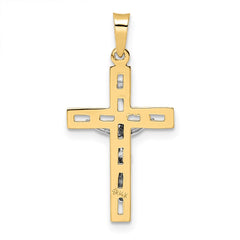 14k Two-tone Polished Solid INRI Crucifix Pendant - 6