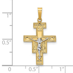 14k Two-tone Solid Crucifix Pendant - 2