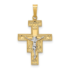 14k Two-tone Solid Crucifix Pendant - 2