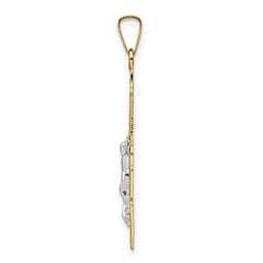 14k Two-tone Solid Crucifix Pendant