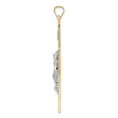 14k Two-tone Polished Solid INRI Crucifix Pendant - 12