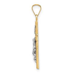 14k Two-tone Polished Solid INRI Crucifix Pendant - 11