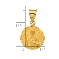 14k Polished and Satin Solid Sacred Heart of Jesus Medal