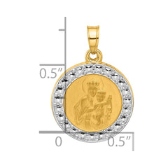 14K and White Rhodium Hollow Our Lady of Mt Carmel Medal