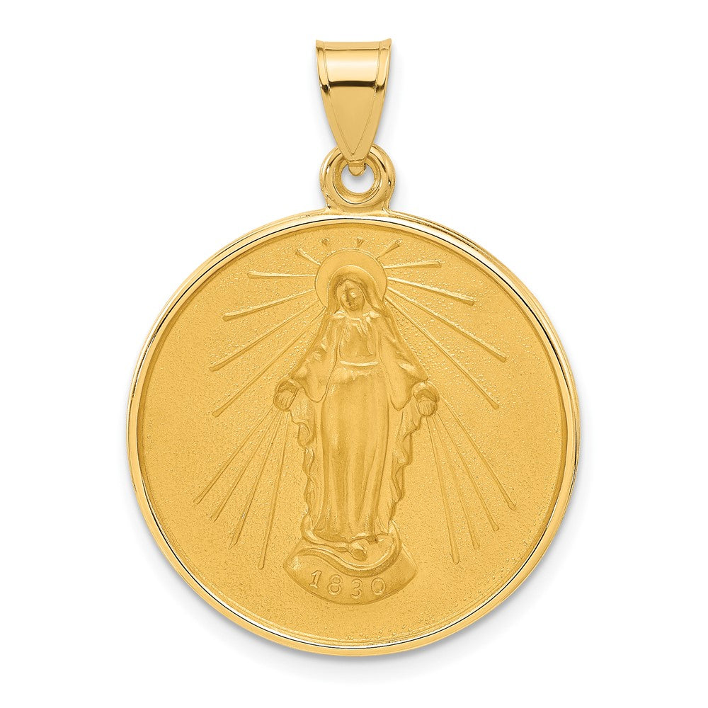 14k Polished and Satin Solid Miraculous Mary Plain Back Medal - 2