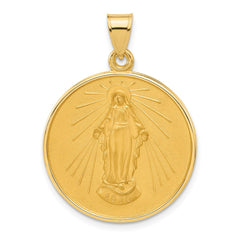 14k Polished and Satin Solid Miraculous Mary Plain Back Medal - 2