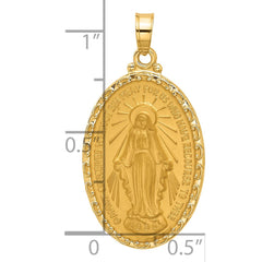 14k Satin and Polished Miraculous Medal Solid Oval Pendant - 3