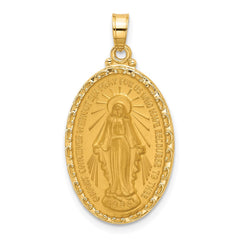 14k Satin and Polished Miraculous Medal Solid Oval Pendant - 3
