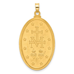 14k Satin and Polished Miraculous Medal Solid Oval Pendant - 4