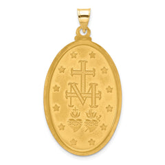 14k Satin and Polished Miraculous Medal Solid Oval Pendant - 5