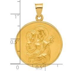 14k Polished and Satin Solid St Joseph Medal - 2