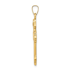 14k Budded Hollow Cross Pendant