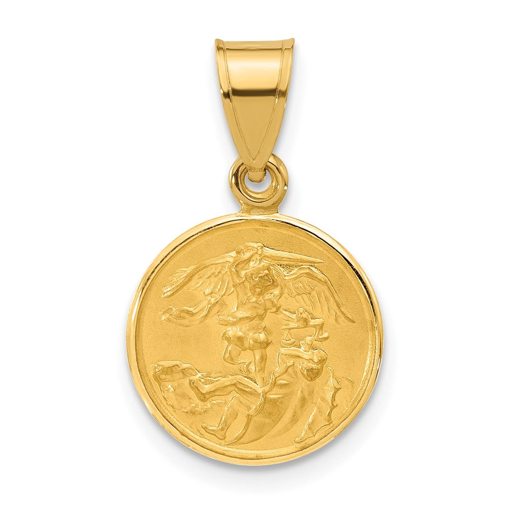14k Polished and Satin Solid St. Michael Medal - 2