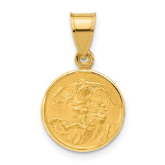 14k Polished and Satin Solid St. Michael Medal - 2
