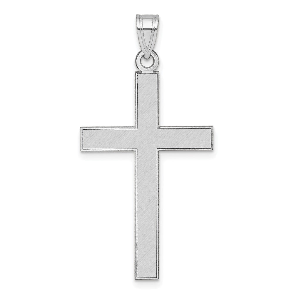 14k White Gold Florentine Satin Cross Pendant - 3