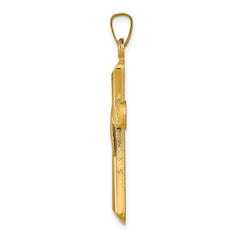 14K Two-Tone Hollow Cross w/Drape Pendant