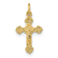 14k INRI Hollow Crucifix Pendant - 2