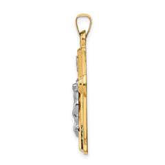 14k Two-tone INRI Hollow Crucifix Pendant - 11