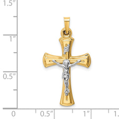 14k Two-tone INRI Hollow Crucifix Pendant - 11