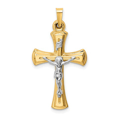 14k Two-tone INRI Hollow Crucifix Pendant - 11