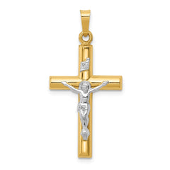 14k Two-tone INRI Hollow Crucifix Pendant - 7