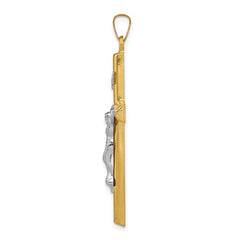 14k Two-tone INRI Hollow Crucifix Pendant - 13