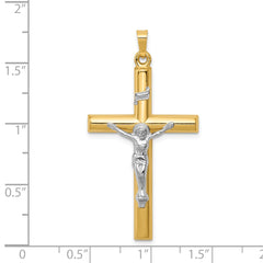 14k Two-tone INRI Hollow Crucifix Pendant - 13