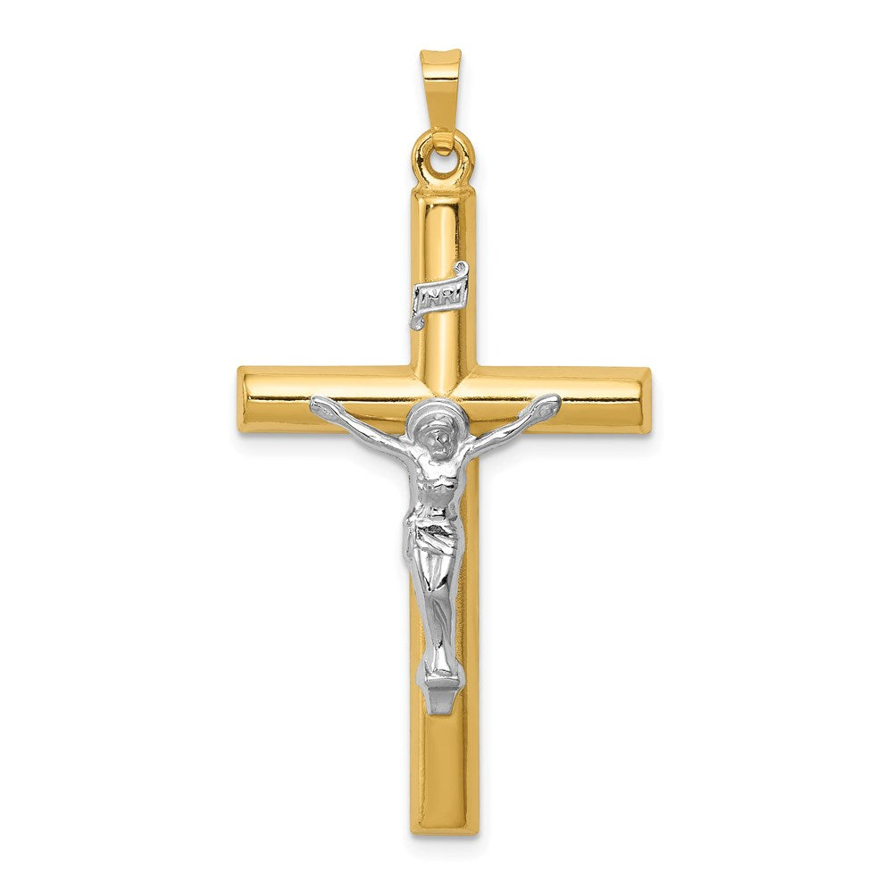 14k Two-tone INRI Hollow Crucifix Pendant - 13