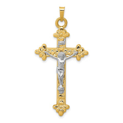 14k Two-tone INRI Hollow Crucifix Pendant - 8
