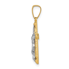 14k Two-tone INRI Hollow Crucifix Pendant - 15