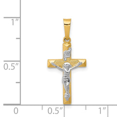 14k Two-tone INRI Hollow Crucifix Pendant - 15