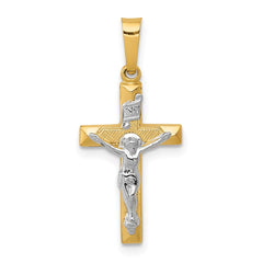 14k Two-tone INRI Hollow Crucifix Pendant - 15