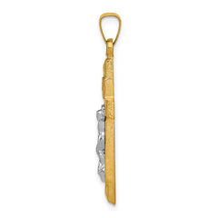 14k Two-tone INRI Hollow Crucifix Pendant - 2