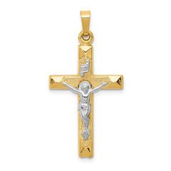 14k Two-tone INRI Hollow Crucifix Pendant - 2