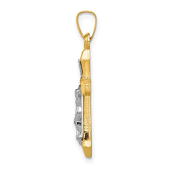 14k Two-tone INRI Hollow Crucifix Pendant - 5