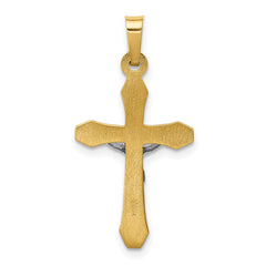 14k Two-tone INRI Hollow Crucifix Pendant - 5