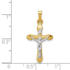 14k Two-tone INRI Hollow Crucifix Pendant - 5