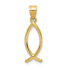 14k Ichthus Fish Pendant - 2