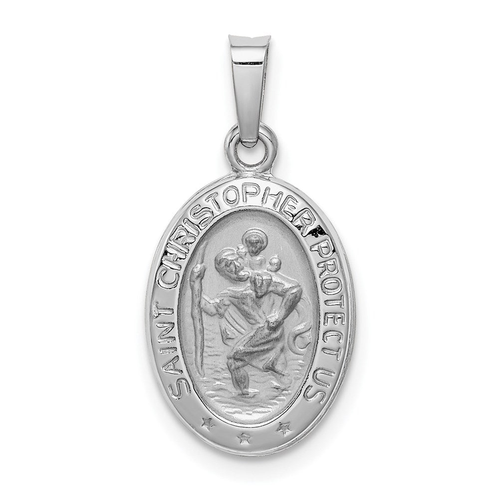 14k White Gold Saint Christopher Medal Charm - 3