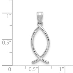 14k White Gold Ichthus Fish Pendant - 3