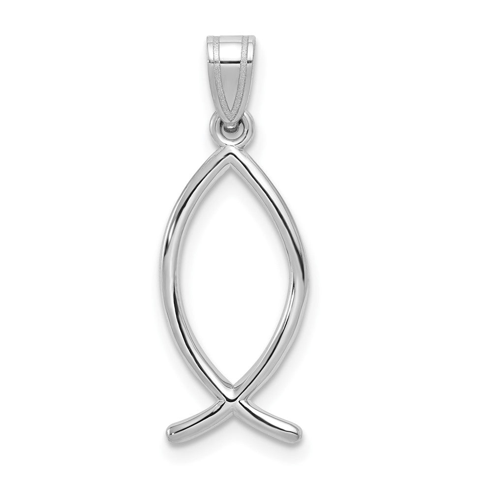 14k White Gold Ichthus Fish Pendant - 3