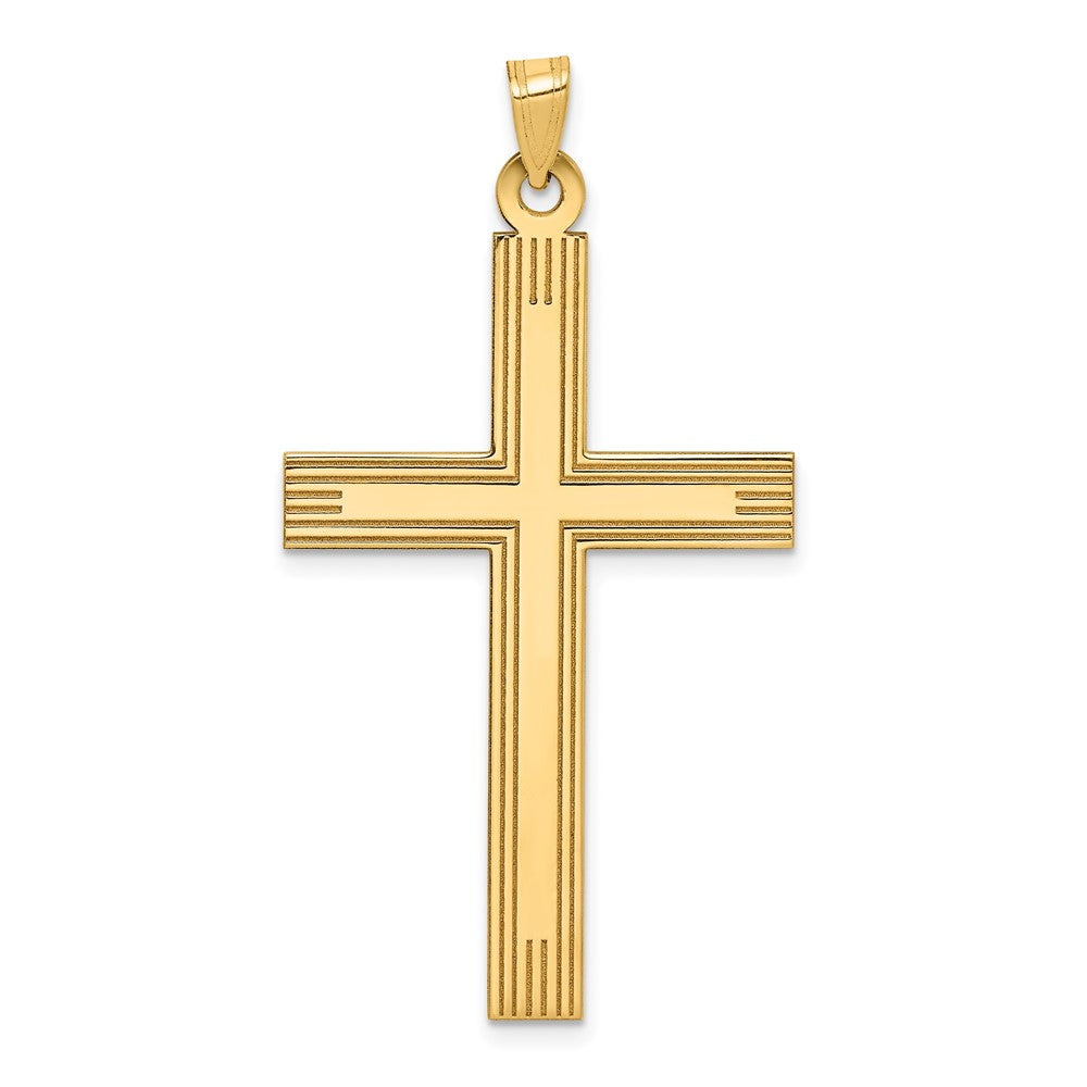 14k Laser Etched Cross Charm - 2