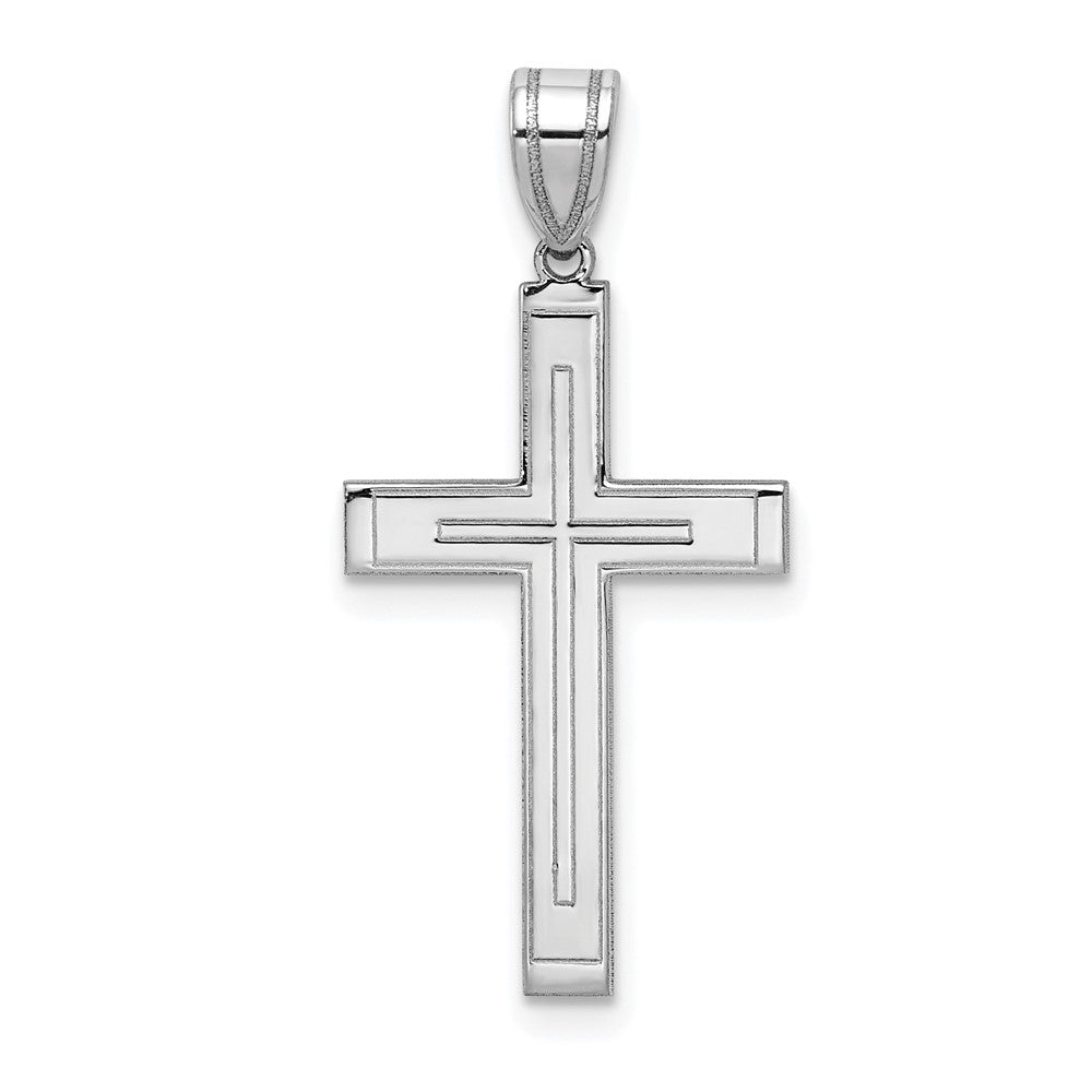 14k White Gold Cross Pendant - 9