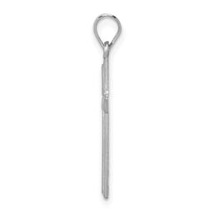14k White Gold Hollow Cross Pendant - 14