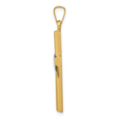 14K Two-Tone Hollow Cross w/Drape Charm - 2