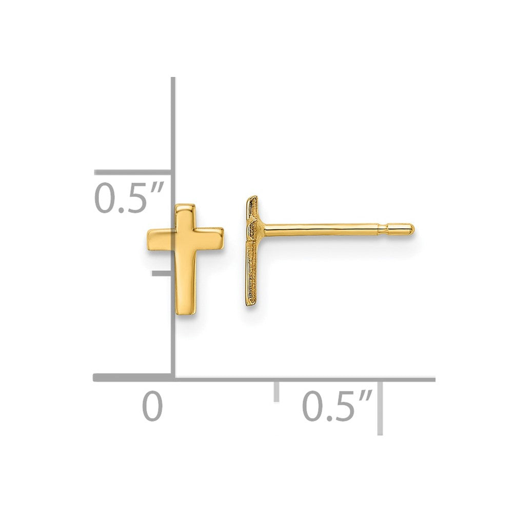 14k Polished Cross Post Earrings - 2